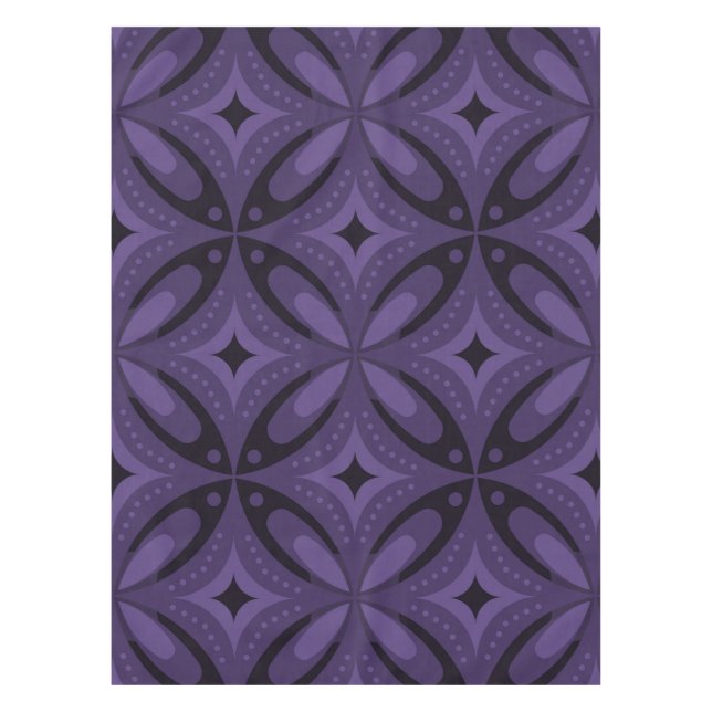 Dunkelviolett gefärbtes Retro-Muster Tischdecke (Vorderseite)