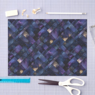 Dunkelviolett Gold Wasserfarben-Mosaik-Buntglas Seidenpapier