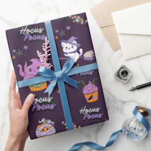 Dunkelviolett Hocus Pocus niedlich Hexenkatze Hall Geschenkpapier