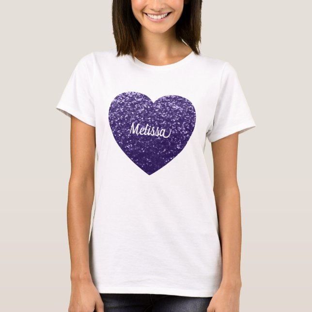 Dunkelviolett lila Glitzer funkeln Anpassen T-Shirt (Vorderseite)