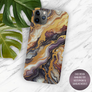 Dunkelviolett Schwarz Grau Gold Marmor Kunst Muste Case-Mate iPhone Hülle