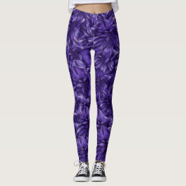 Dunkelviolette Blumen auf Blume Leggings