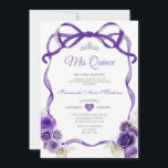 Dunkelviolette Blumen Bow Ribbon Silver Mis Quince Einladung<br><div class="desc">EDITABLE Dark Purple Flowers Bow Ribbon Silver Mis Quince Einladung Elegant Quinceañera Dark Lila Floral Prinzessin Geburtstag Einladung Mis Quince 15 Anos,  16. Geburtstagsparty</div>