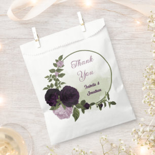 dunkelviolette Blumen Grüne Hochzeit Geschenktütchen