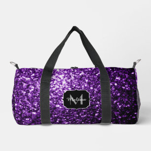 Dunkelviolette falsche Glitter-Funkel-Monogramm Duffle Bag