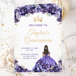 Dunkelviolette Prinzessin Floral Quinceañera-Progr Programm