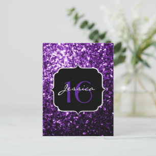 Dunkelvioletter falscher glänzender Glitter funkel Postkarte