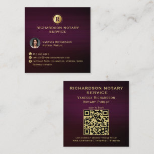 Dunkelviolettes & goldenes Monogramm, elegantes No Quadratische Visitenkarte