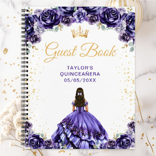 Dunkelviolettes Prinzessin Quinceañera Gästebuch Notizbuch