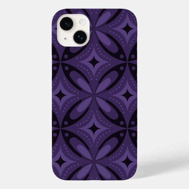 Dunkelviolettes Retro-Muster Case-Mate iPhone 14 Plus Hülle (Rückseite)