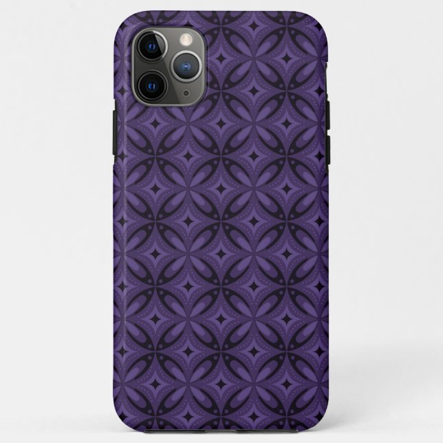 Dunkelviolettes Retro-Muster Case-Mate iPhone Hülle (Rückseite)