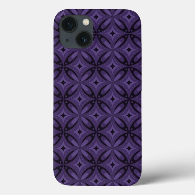 Dunkelviolettes Retro-Muster Case-Mate iPhone Hülle (Rückseite)