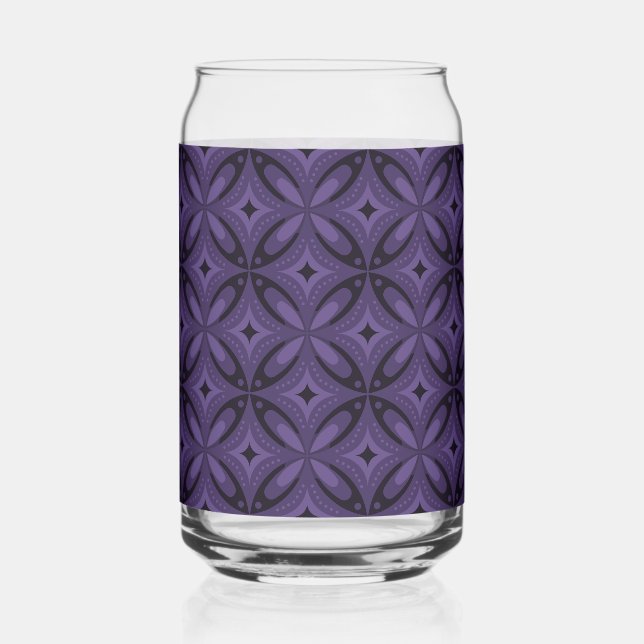 Dunkelviolettes Retro-Muster Dosenglas (Vorderseite)