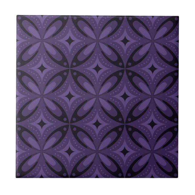 Dunkelviolettes Retro-Muster Fliese (Vorderseite)