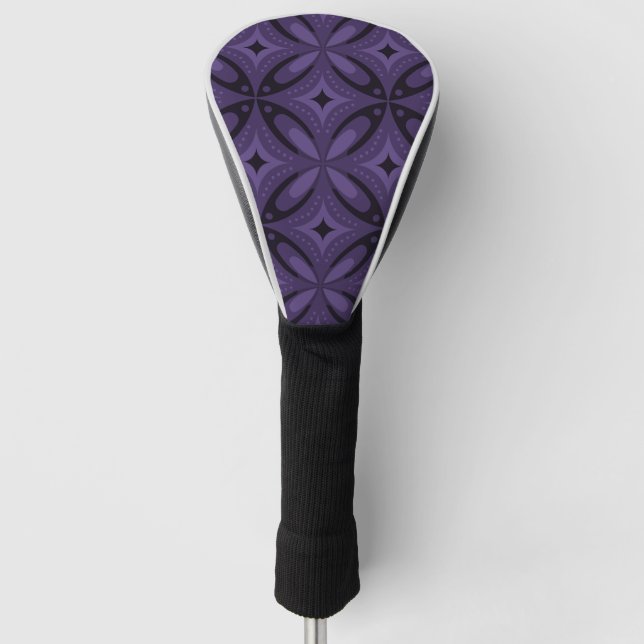 Dunkelviolettes Retro-Muster Golf Headcover (Vorderseite)