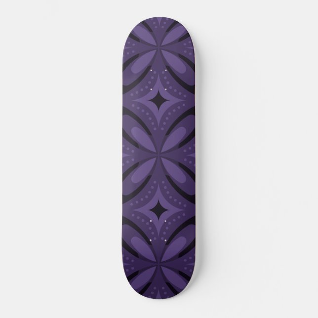 Dunkelviolettes Retro-Muster Skateboard (Vorderseite)