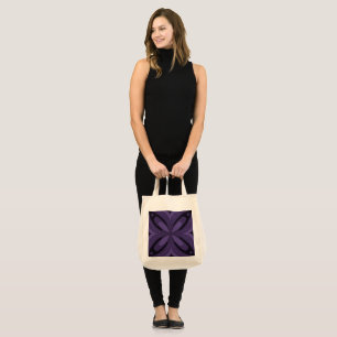 Dunkelviolettes Retro-Muster Tragetasche