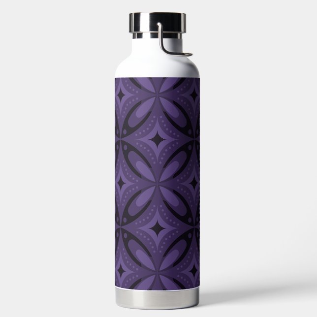 Dunkelviolettes Retro-Muster Trinkflasche (links)