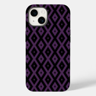 Dunkelviolettes und schwarzes Diamantmuster Case-Mate iPhone 14 Hülle