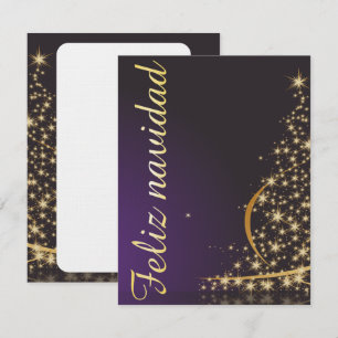 Dunkelviolettes Weihnachtsmotiv mit goldenem Weihn Einladung