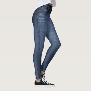 Dunkelwaschjüdische überdruckte Leggings