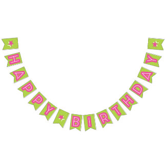 DUNKER PINTEXT & LIME GRÜNE FARBE ☆ GLÜCK BIRTHDAY WIMPELKETTE