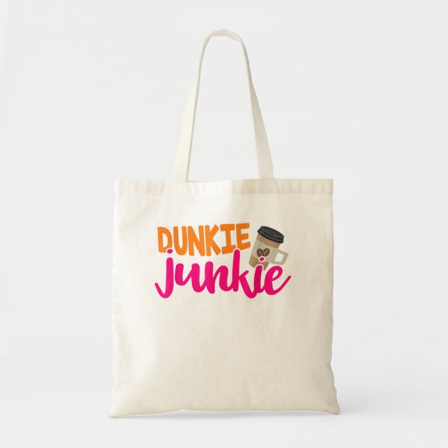 Dunkie Junkie - Funny Coffee Lover Sprichwort Tragetasche (Vorne)