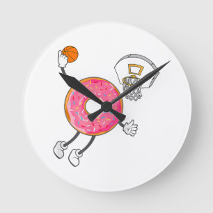 Dunking Donut Hole Food Champ Runde Wanduhr