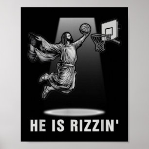 Dunking Jesus er ist Rizzin Basketball Ostern Chri Poster