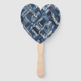 Dunkle, abgenutzte Denim-Patchwork- und Zopf-Arbei Fächer