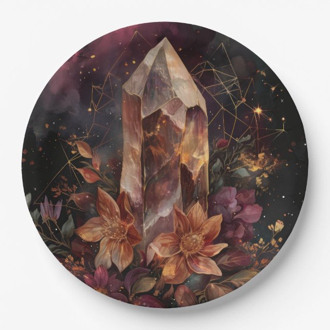 Dunkle Akademie Amethyst Himmelsdesign Pappteller (Vorderseite)