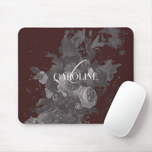 Dunkle Akademie Floral Still Life Burgund Mousepad (Mit Mouse)