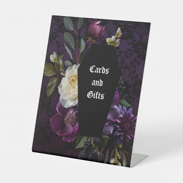 Dunkle Akademie Gothic Floral | Karten und Geschen Sockelschild (Vorderseite)