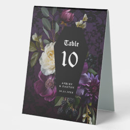 Dunkle Akademie Gothic Floral | Tischnummer Tischaufsteller