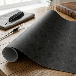 Dunkle Akademie-Gotik-Raben-Schädel-Damaskus Geschenkpapier