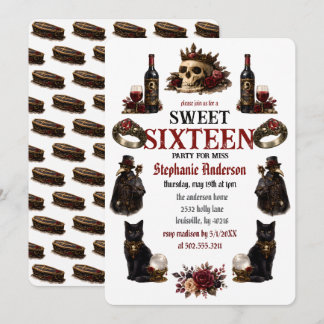 Dunkle Akademie-Gotik Sweet 16 Einladung