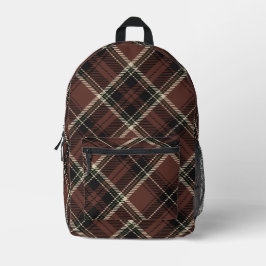 Dunkle Akademie Kastanie Kariert Bedruckter Rucksack