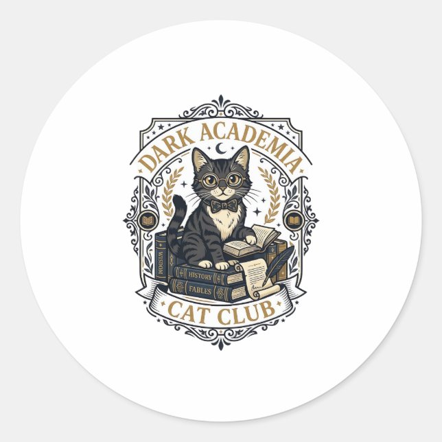 Dunkle Akademie-Katze Vater-Geschenkidee - Dunkle  Runder Aufkleber (Vorderseite)