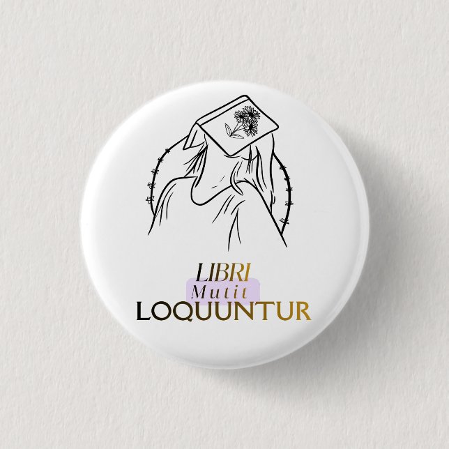 Dunkle Akademie Latein-Zitat Linienkunst Button (Vorderseite)