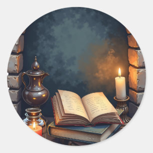 Dunkle Akademie-Leseecke Booktok Gotische Biblioth Runder Aufkleber