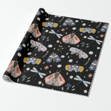 Dunkle Akademie Moth Floral in Schwarz