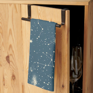 Dunkle Akademie Navy Elfenbein Mond Konstellations Geschirrtuch