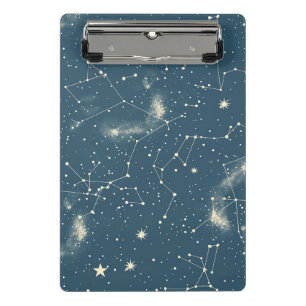 Dunkle Akademie Navy Elfenbein Mond Konstellations Mini Klemmbrett