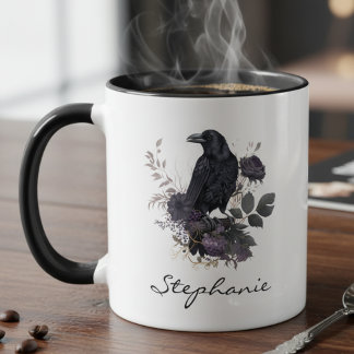 Dunkle Akademie Rabe Blumen Düstere Gotik Tasse