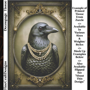 Dunkle Akademie Royale Rabe & Perlen ET1R Decoupag Seidenpapier