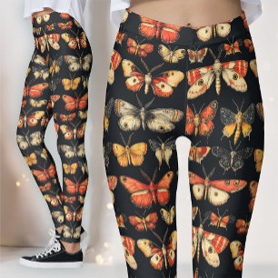 Dunkle Akademie Viktorianisch Gothic Motten Exempl Leggings