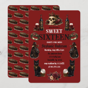 Dunkle Akademische Gothic Sweet 16 Einladung