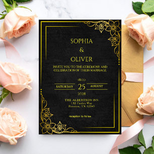 Dunkle Akademische Gotische Schwarze Goldene Elega Einladung