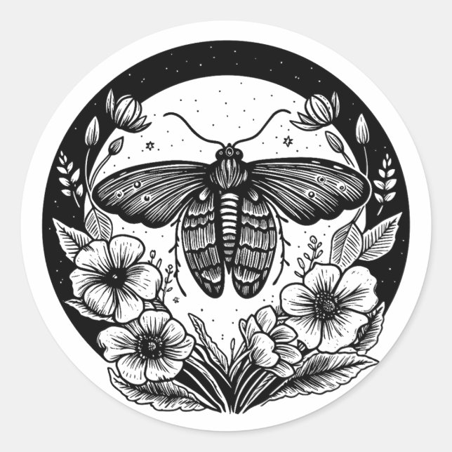 Dunkle akademische Modeerscheinung und Blume Runder Aufkleber (Vorderseite)