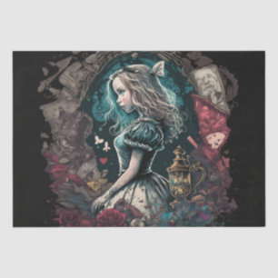 Dunkle Alice im Wunderland Vintage decouseitige Un Seidenpapier